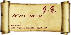 Gácsi Zomilla névjegykártya